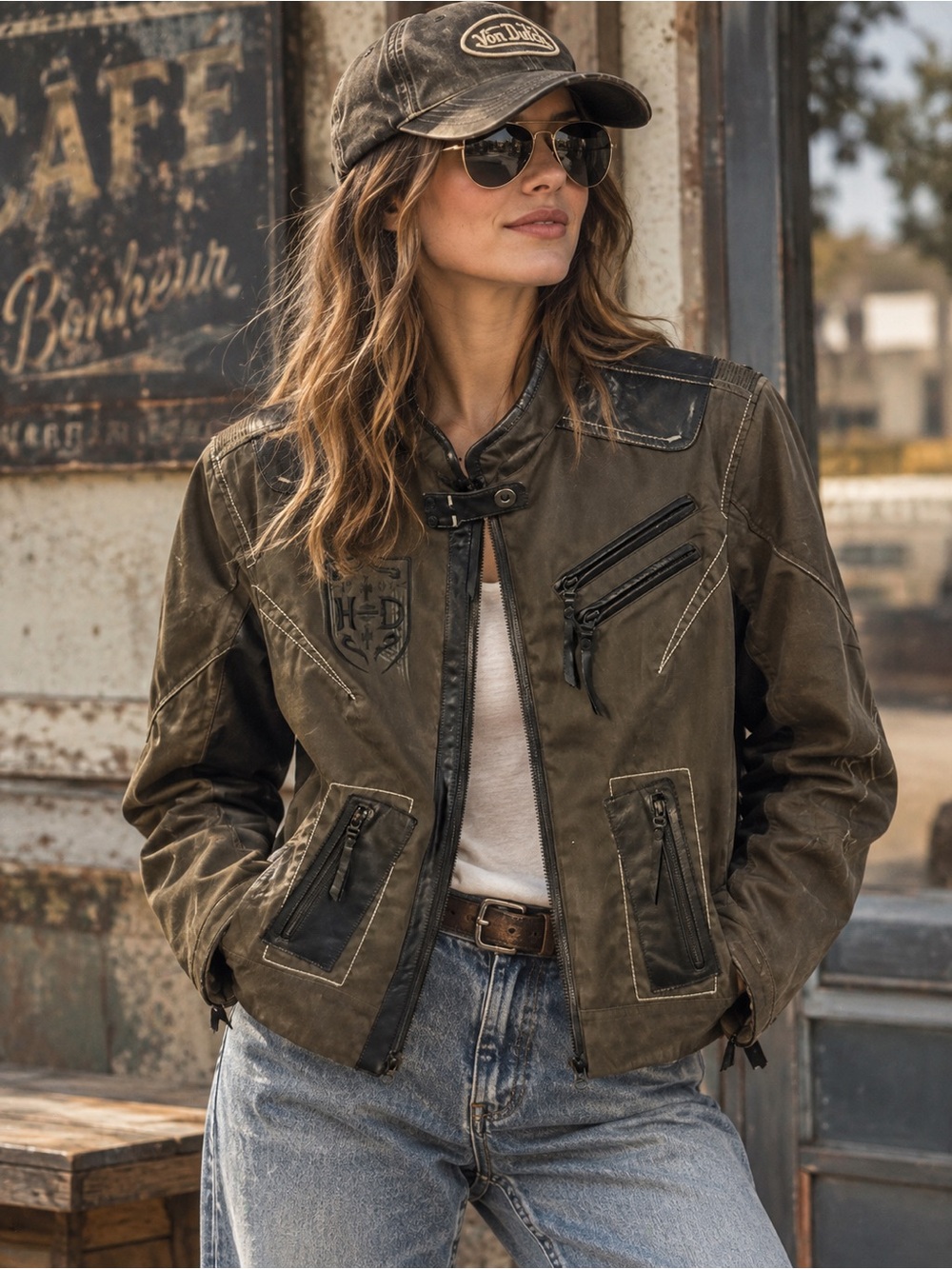 Harley Davidson Riding Gear Women Full Zip Brown Motorcycle Jacket large